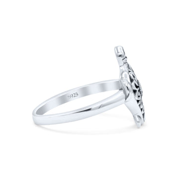 Filigree Mandala Turtle Sea Intricate Oxidized Flower Design On Shell Beautiful Statement Band Thumb Ring